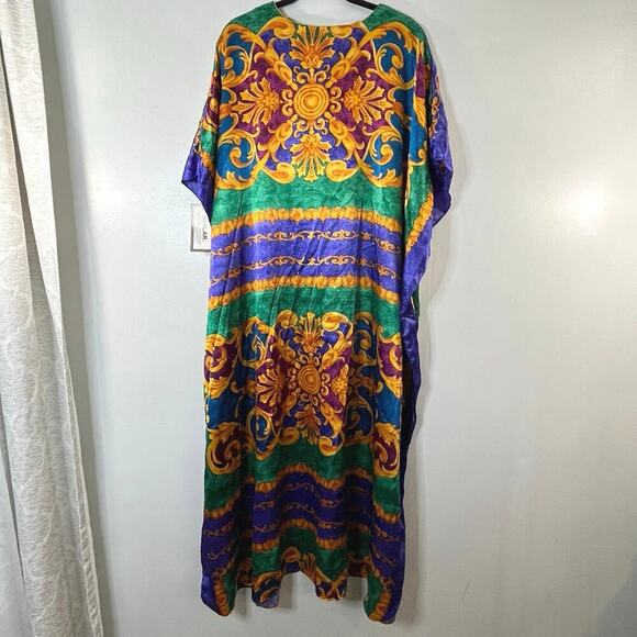 WINLAR Women Maci Dress Tunic Multicolor Satin Paisley Beach OS Boho Summer New - Picture 2 of 8